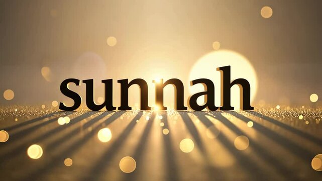 The word Sunnah is written in black letters on a white background. The letters are outlined in black and the background is a light color