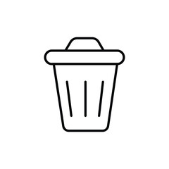 line art illustration of a trash can icon vector