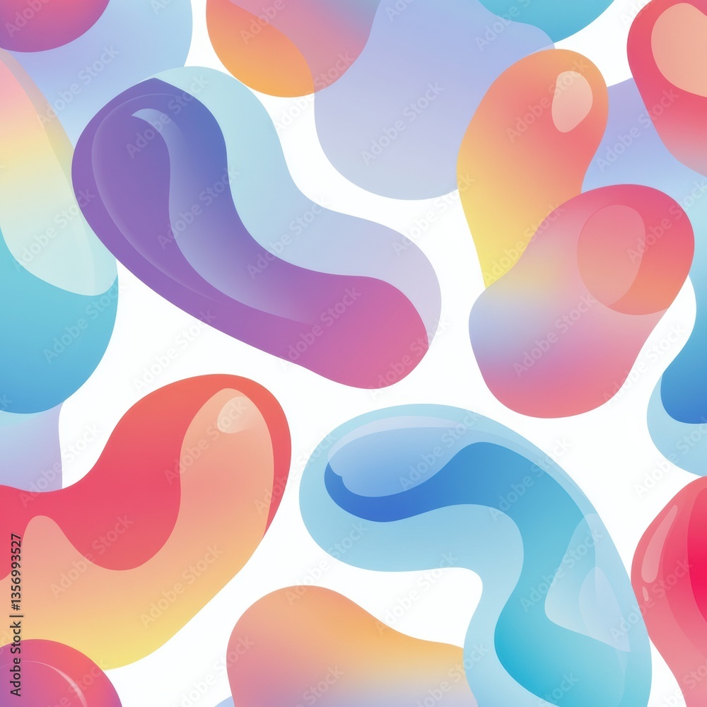 Leinwandbilder vibrant candy-like pattern featuring translucent jelly shapes with soft gradients in a playful and f