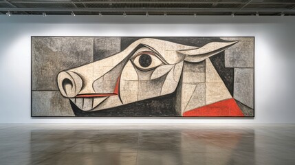 Modern Pig Head Mosaic Artwork in Contemporary Gallery