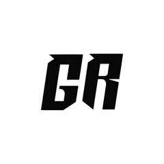 GR monogram logo design letter text name symbol monochrome logotype alphabet character simple logo