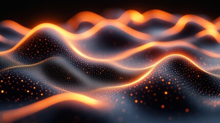 Fototapeta premium Abstract orange glowing waves of particles