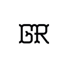 GR monogram logo design letter text name symbol monochrome logotype alphabet character simple logo