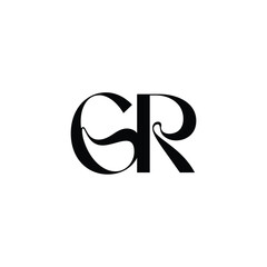 Obraz premium GR monogram logo design letter text name symbol monochrome logotype alphabet character simple logo