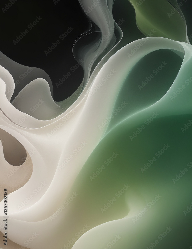 Wall mural abstract green background with waves - abstract dark brown and green background with smoke - generat