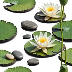 Fototapeta premium Serene Water Lily and Zen Stones