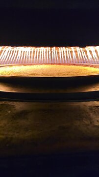 farinata cooking in the oven 