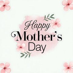 Fototapeta premium Elegant Watercolor Mother's Day Illustration with Pink Flowers and Soft Pastel Tones