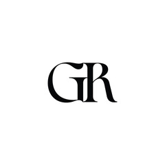 Obraz premium GR monogram logo design letter text name symbol monochrome logotype alphabet character simple logo