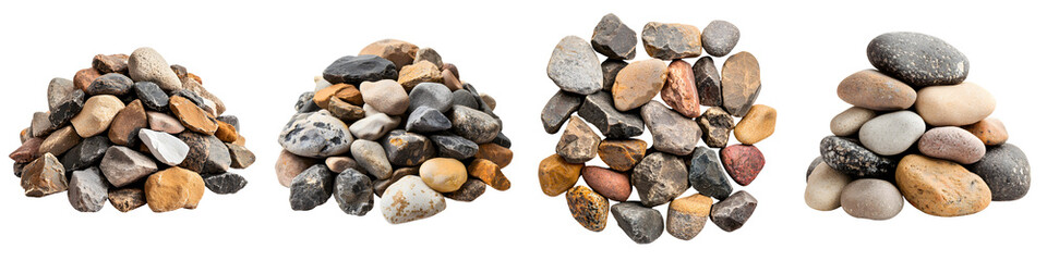 arrangement of different sized and colored natural stones pebbles and rocks in a serene minimalist composition
