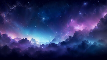 Fototapeta premium Vibrant Nebula with Starry Reflection Landscape