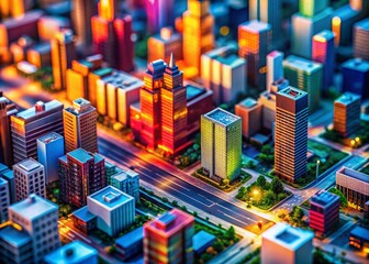 Obraz premium Abstract Geometric Lines, Miniature Tilt-Shift Cityscape, Modern Design Background