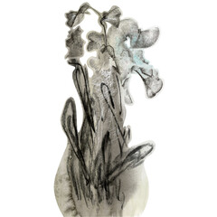 Frozen flowers on a white background.