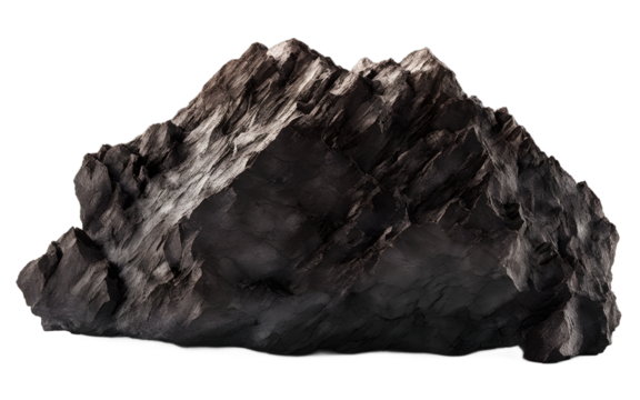 Manganese rock with a rough dark brown and black coloration, isolated on a empty plain background - Powered by Adobe