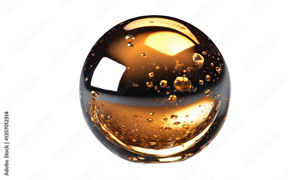 Aufkleber Mercury in a reflective liquid droplet form, isolated on a empty plain background