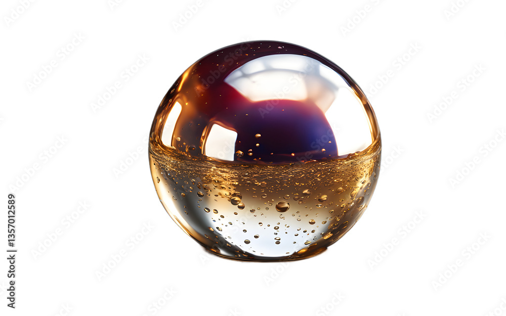 Aufkleber Mercury in a reflective liquid droplet form, isolated on a empty plain background
