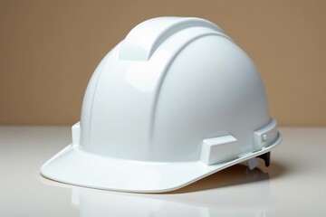 Fototapeta premium Close-up of clean white hard hat for construction, isolated, equipment, construction