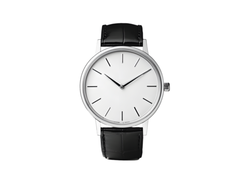 minimalist black white watch on transparent background - Powered by Adobe