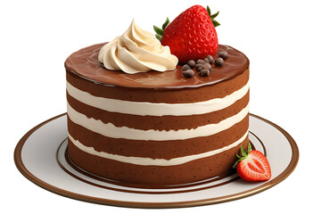 chocolate cake with cream and strawberry