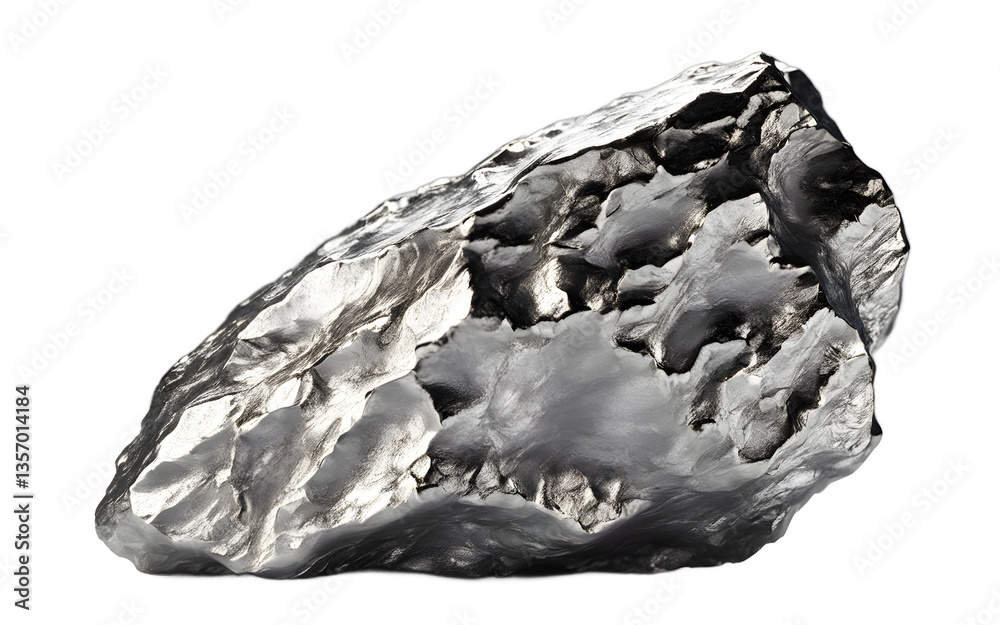 Poster Palladium nugget with a silvery-white metallic sheen, isolated on a empty plain background