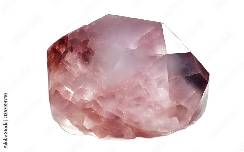 Aufkleber quartz crystal with transparent and slightly pink hues, isolated on a empty plain background