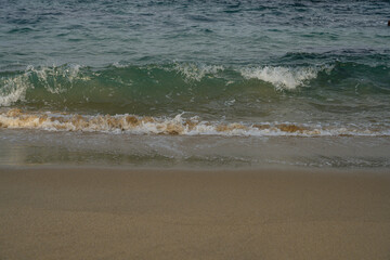 Peaceful Seaside Scene with Soft Waves and Golden Sand