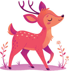 minimalist cute baby deer vector art illustration 