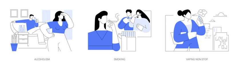 Bad habits isolated cartoon vector illustrations se