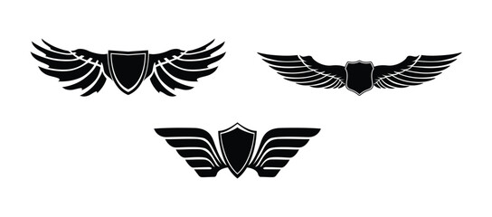 Fototapeta premium Set abstract feather wings pictograms