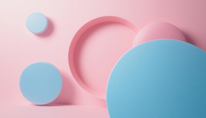 Obraz premium Geometric shapes composition studio setting digital art minimalistic style eye-level view contemporary aesthetics for modern design inspiration