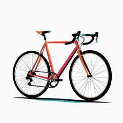 Obraz premium Image is a digital illustration of a road bicycle with a minimalist and modern style. The bicycle is depicted in a side profile against a plain white background, emphasizing its sleek design