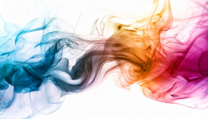 Vibrant Abstract Colorful Smoke on White Background. Smoke wave. Motion. Art. Design. Generated AI