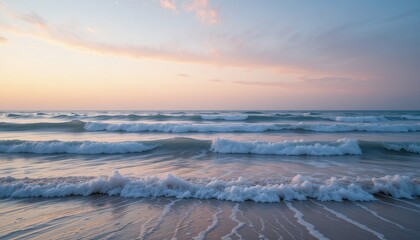 Fototapeta premium Waves crashing at sunset seaside location nature photography coastal environment tranquil viewpoint serene concept for seo impact