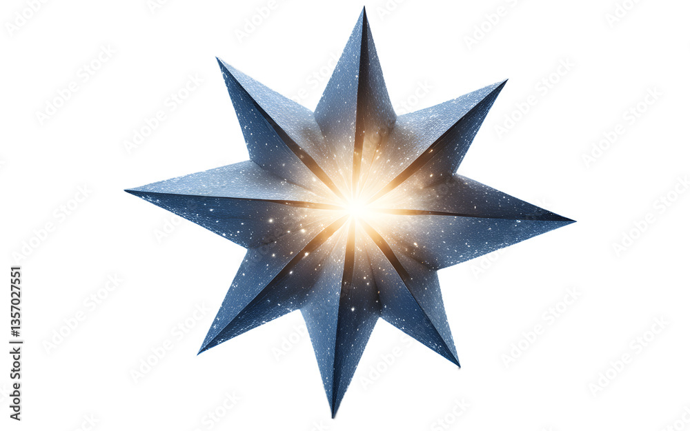 Aufkleber  Star fragment with an ethereal blue light and a starry texture, isolated on a empty plain background