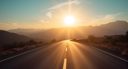 Asphalt Road at Sunset