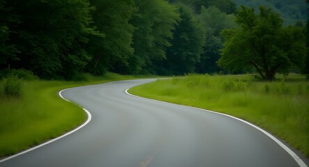 Fototapeta premium Winding Road Through Lush Green Landscape