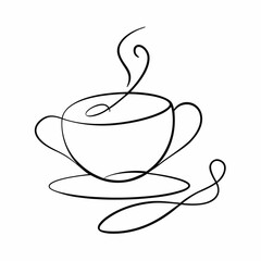 A warm cup of coffee and tea with steam in a cozy café illustration