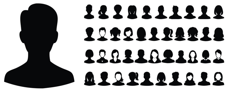 Silhouette Avatar Icons – Male & Female Profile Collection