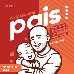classic fathers day festival poster concept in brazilian portuguese