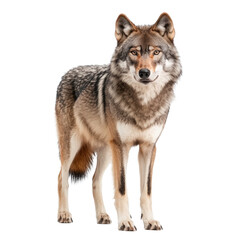 Fototapeta premium brown wolf looking isolated on white.