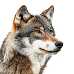 Fototapeta premium brown wolf looking isolated on white.