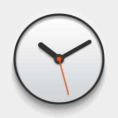 Creative light clock in realistic flat style, with arrow. Simple watch on white background. Time icon. Vector design element for you business project