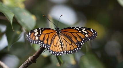 Fototapeta premium Monarch Butterfly Perched on a Branch