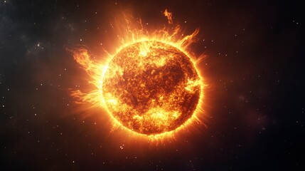 Obraz premium The Sun's corona and solar flares, captured in high-definition against the dark expanse of space.