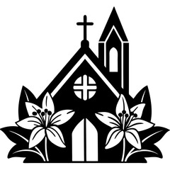 High-quality Easter Sunday church vector illustration. Ideal for worship themes, Christian art, and decor. Download in EPS, SVG, PNG, and JPG formats.