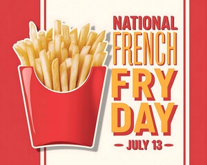 National French Fry Day with Large Portions of Fries for July 13 Celebration Graphics