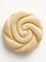 Fototapeta premium Delicious spiral-shaped pastry dusted with sugar, isolated on a clean background