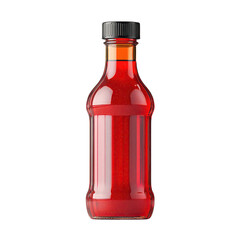 Red squeeze bottle with cap isolated on transparent background