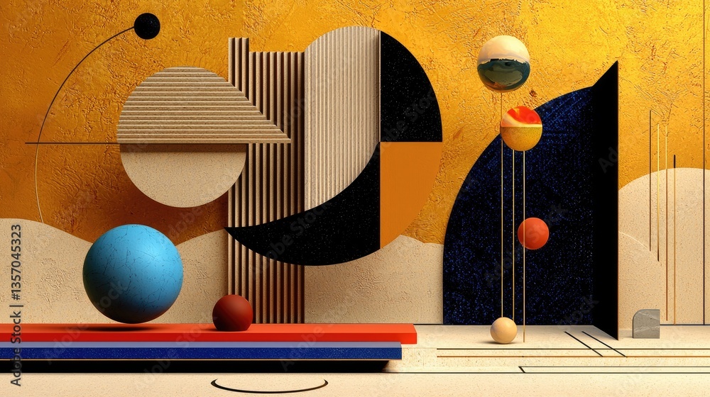 Poster bold abstract design with sharp lines, modern geometric patterns, and deep shadows
