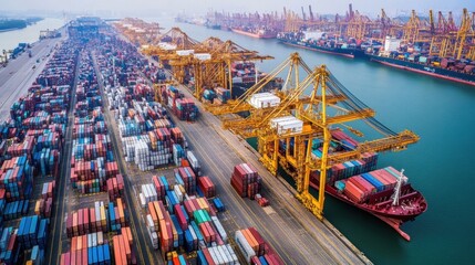 A shipping port handling luxury goods under strict tariff regulations
